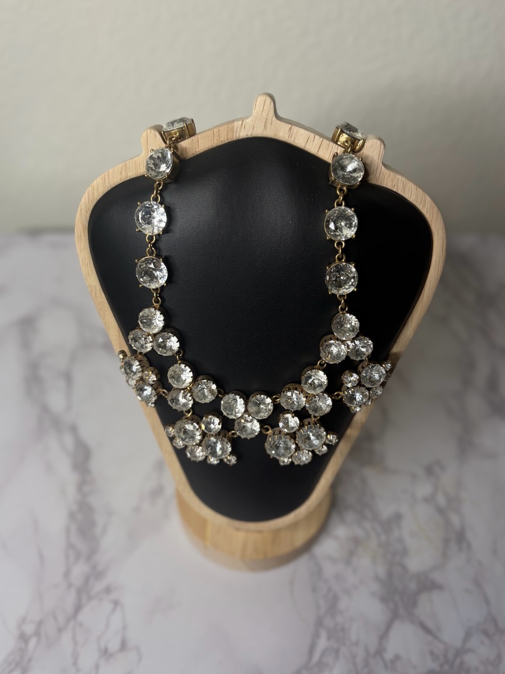 Ann Taylor Gold-Tone Clear Crystal Bib Necklace